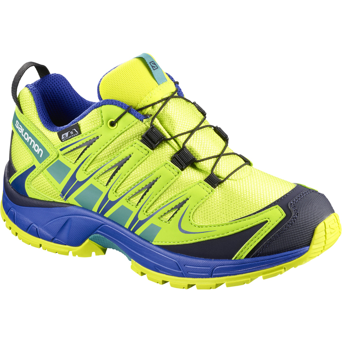 Salomon Israel XA PRO 3D CSWP J - Kids Trail Running Shoes - Yellow/Blue (DBJP-12894)